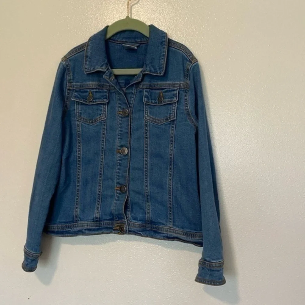 Gymboree long sleeve denim full button down pocket coat jacket med(7/8)